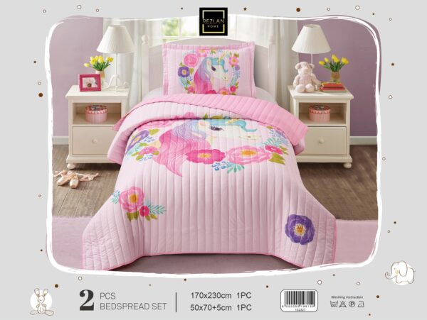 Premium Kids Bedspread Set – Unicorn Flower