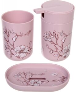Premium Bathroom Accessories Set 8 Pieces - Floral - Image 2