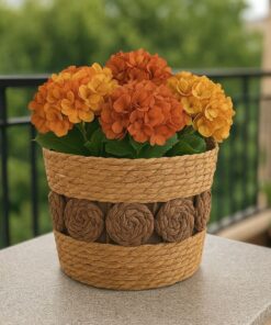 Multi-Purpose Woven Wicker Basket - Floral Design