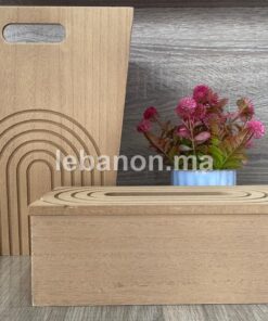 Luxurious Wooden Tissue Box & Waste Basket Set – Rainbow - Image 3