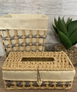 Luxurious Woven Tissue Box & Waste Basket Set – Hony