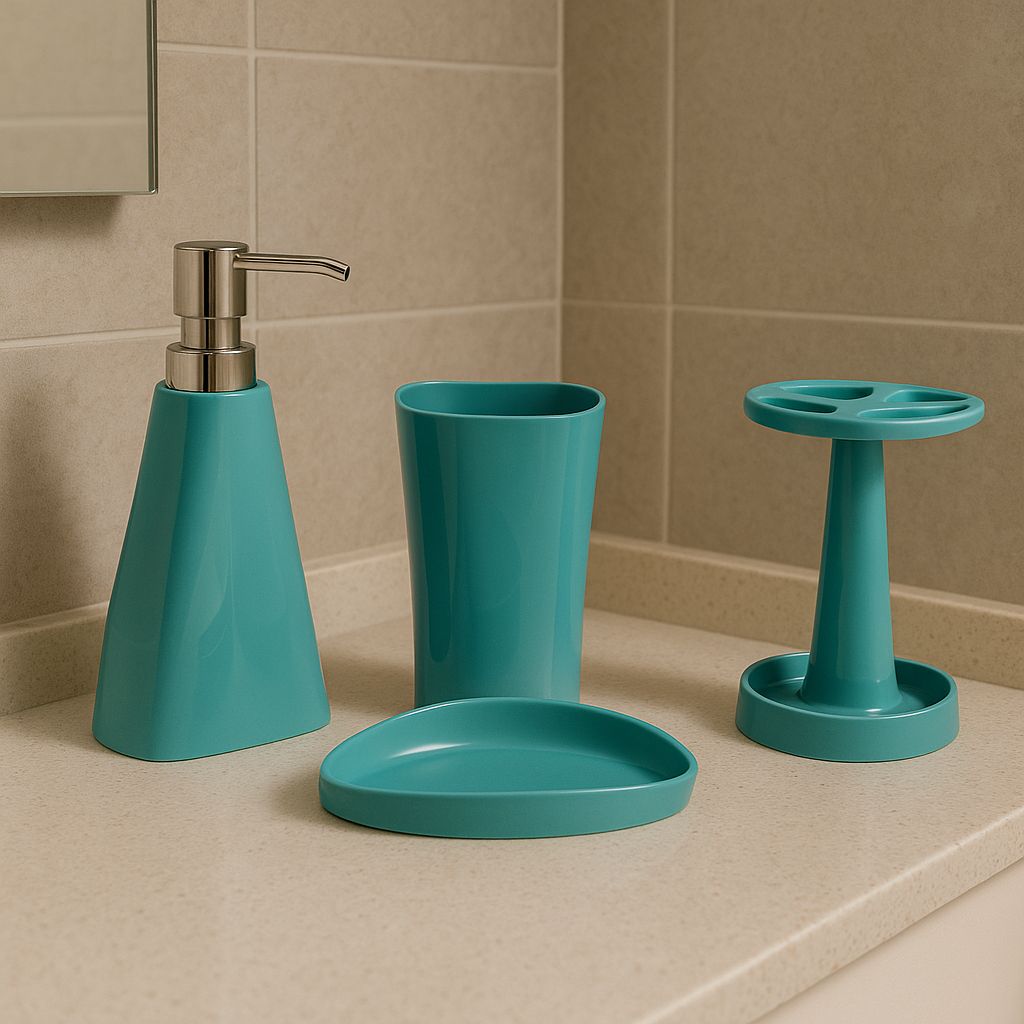 Premium Bathroom Accessories Set 4 Pieces - Geometric