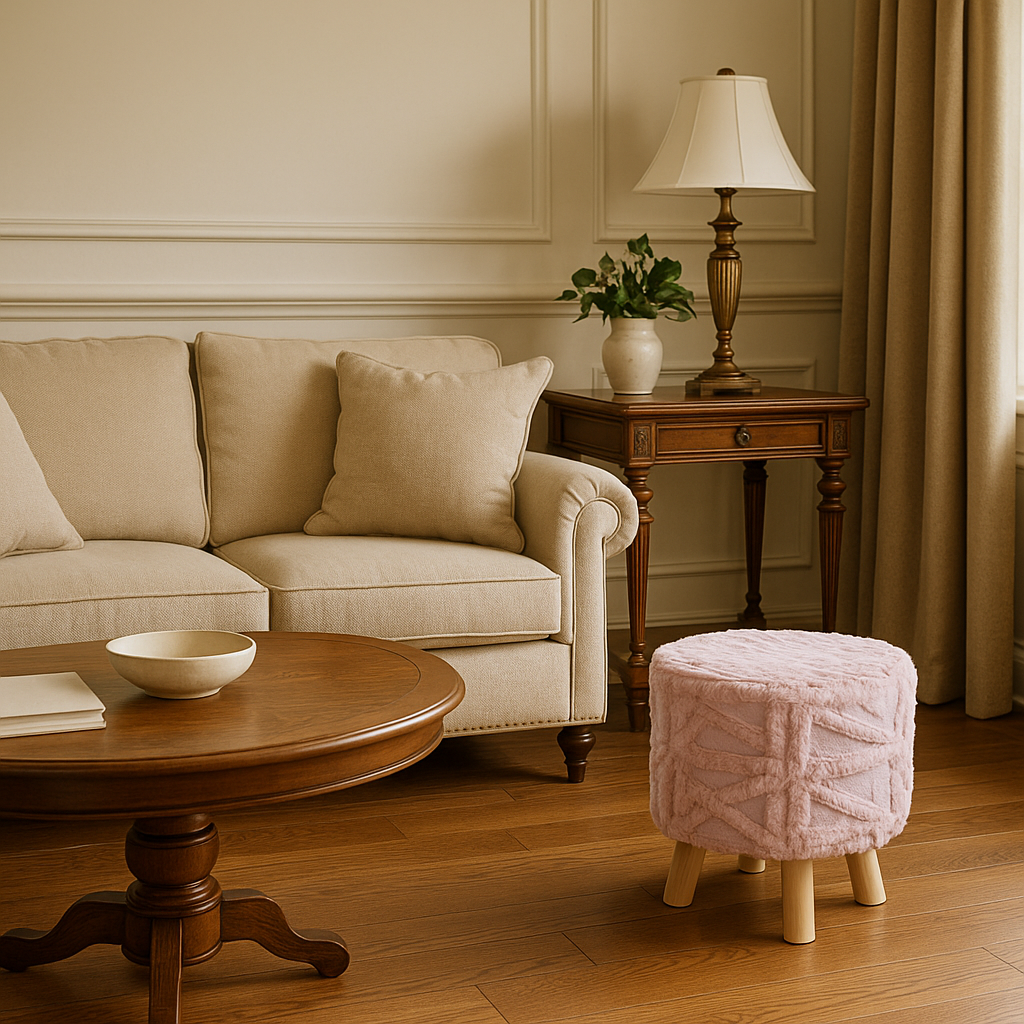 Decorative Faux Fur Stool - Spring