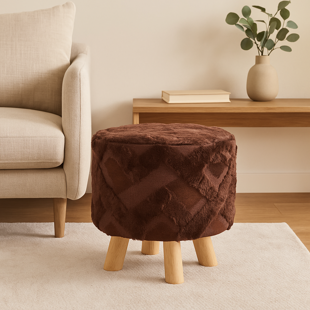 Decorative Faux Fur Stool - B&B Circle