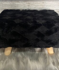 Decorative Faux Fur Stool - Black Rectangel