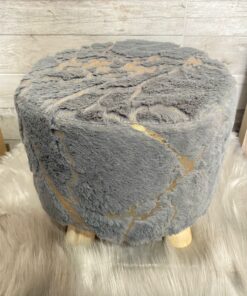 Decorative Faux Fur Stool - Bricked Grey
