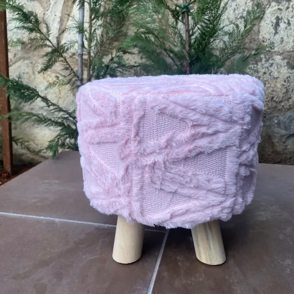 Decorative Faux Fur Stool - Spring - Image 2