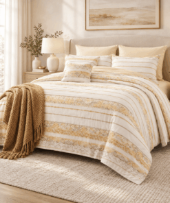 Deluxe Duvet Cover Set – Gold Stripe