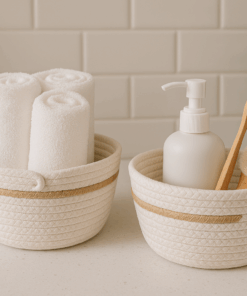 Alternative view of Luxurious Woven Basket   – Round White