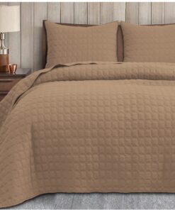 Deluxe Solid Bedspread Set – Mini Sqaurs
