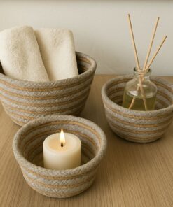 Luxurious Woven Basket   – Round Gray