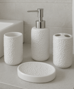 Premium Bathroom Accessories Set 4 Pieces - Rosy