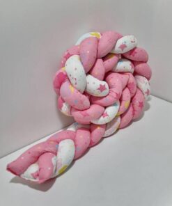 Braided Crib Bumper + knot Pillow - Pinky Star - Image 4