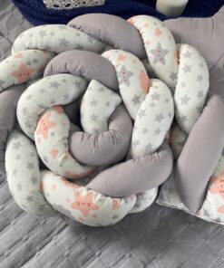 Braided Crib Bumper + knot Pillow - Gray Star - Image 2