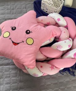 Braided Crib Bumper + knot Pillow - Pinky Star - Image 3