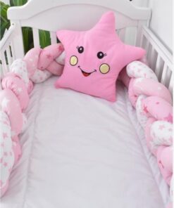 Braided Crib Bumper + knot Pillow - Pinky Star