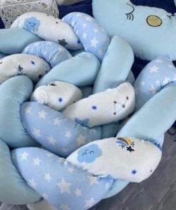 Braided Crib Bumper + knot Pillow - Moony Blue - Image 2