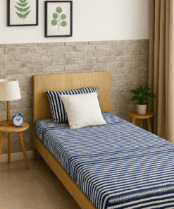 Premium Fitted Sheet Set – Navy Stripe