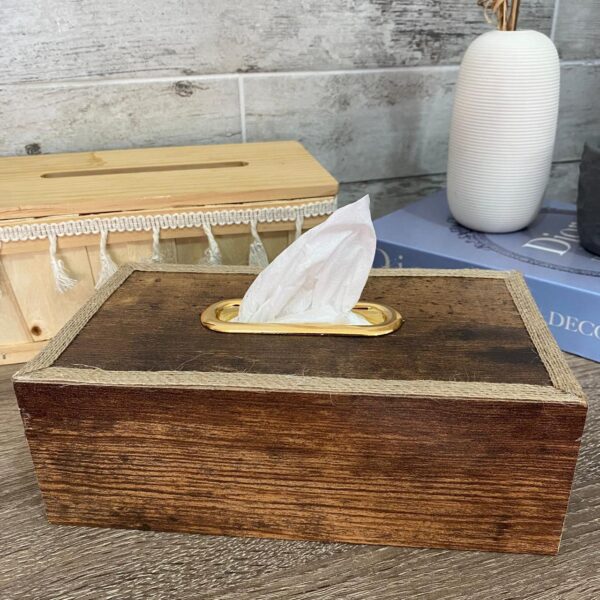 Luxurious Tissue Box – Beige Stripe - Image 2