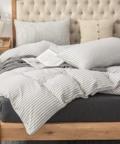 Deluxe Cotton Duvet Cover Set – Black Lines