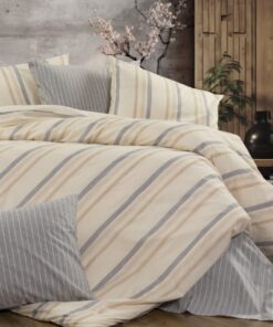 Deluxe Cotton Duvet Cover Set – Gray Lines