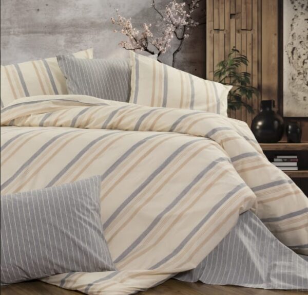 Deluxe Cotton Duvet Cover Set – Gray Lines