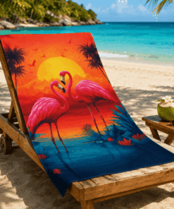 Premium Beach Towel - Flamingo Love