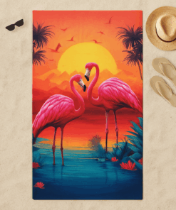 Premium Beach Towel - Flamingo Love