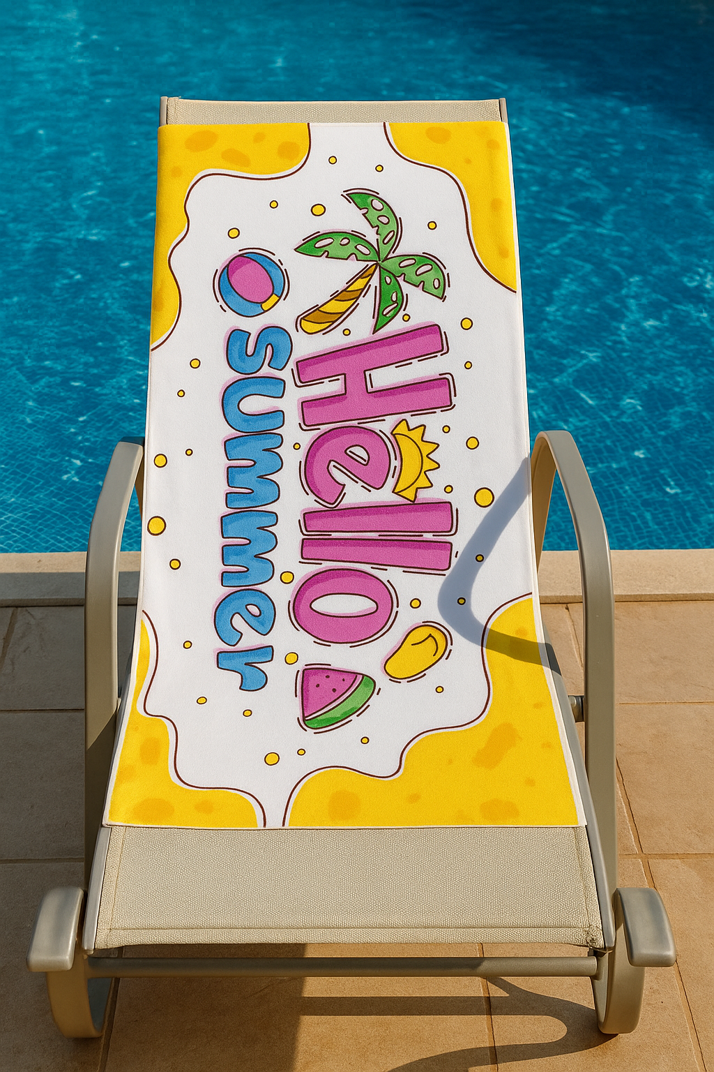 Premium Beach Towel -Hello Summer