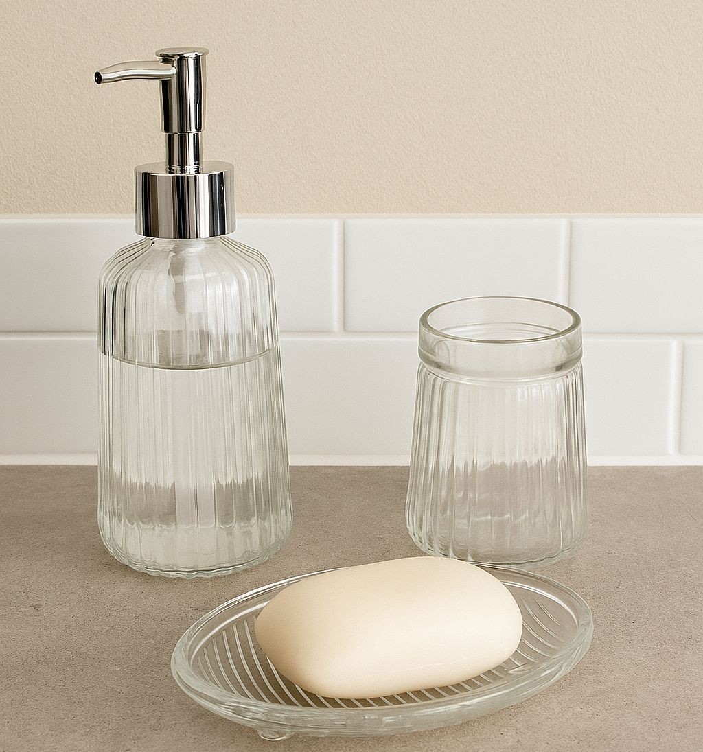 Premium Bathroom Accessories Set 3 Pieces - Transparent