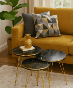 Luxurious Table Set – Blacky Marble