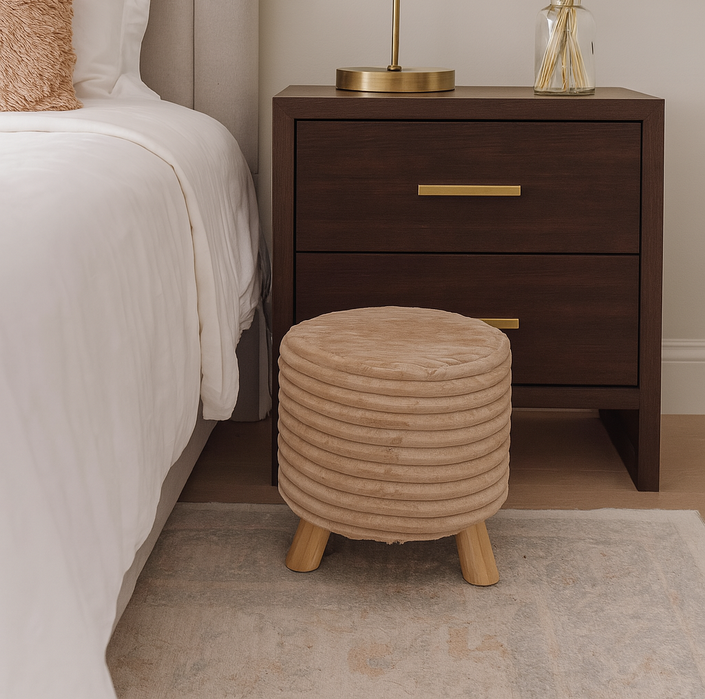 Decorative Faux Fur Stool - Roundy Stripe