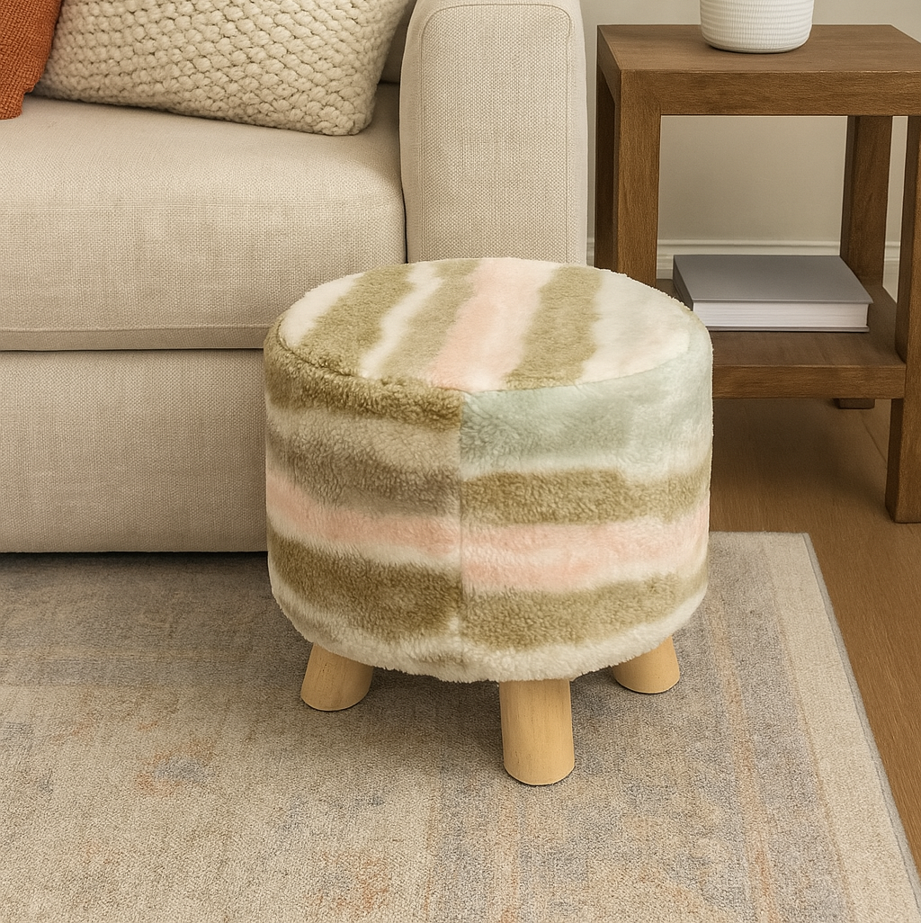 Decorative Faux Fur Stool - Funky Color