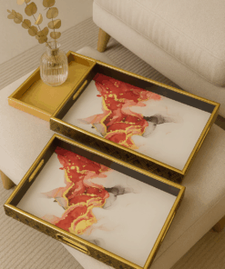 Trays Set of 2 – Red Pattern