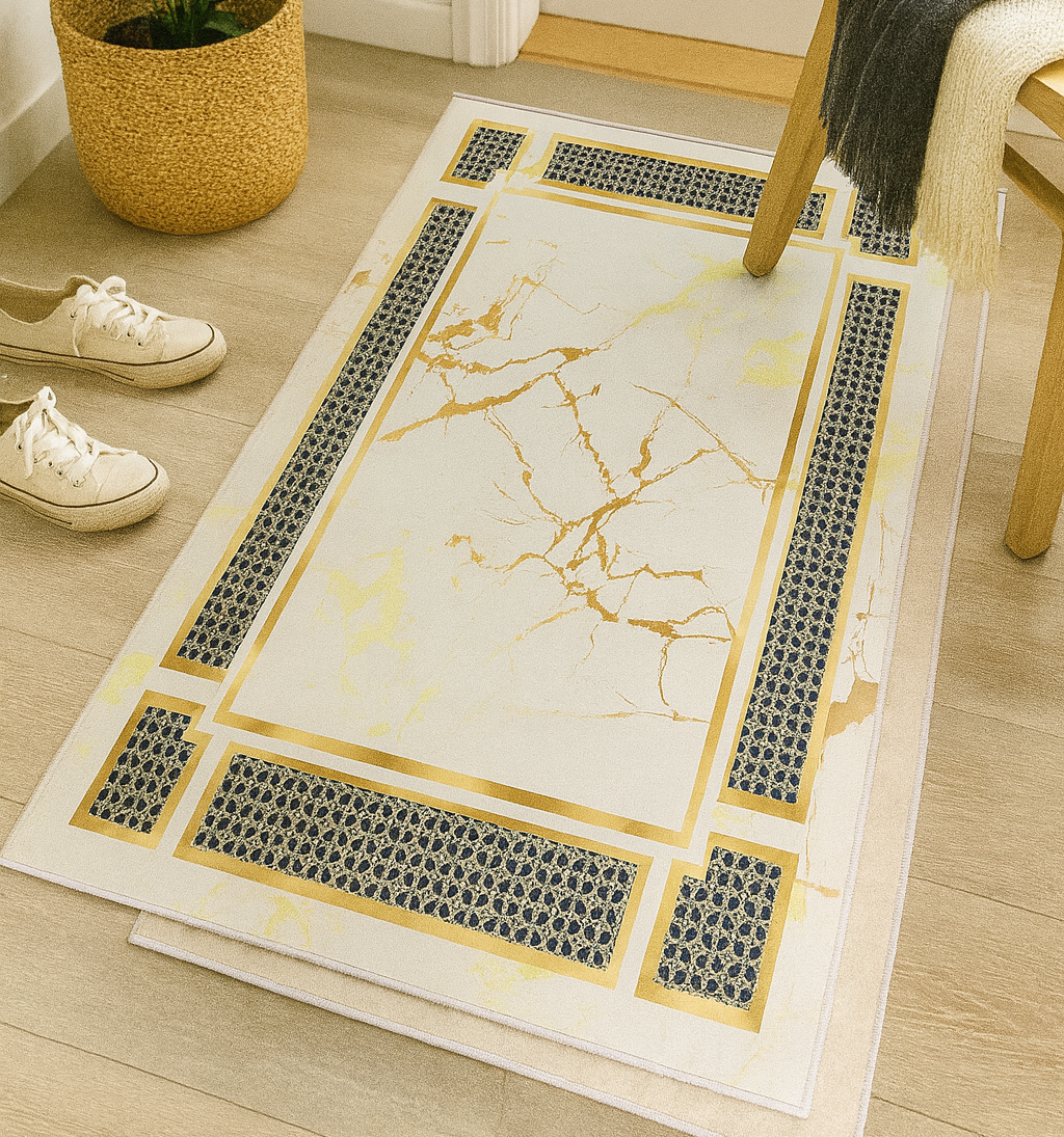 Stylish Rug 150 x 80 cm - White Marble