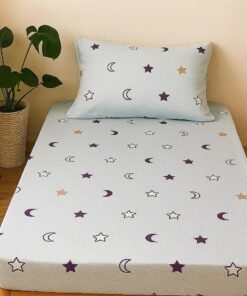 Patterned Fitted Sheet  - mini Moon