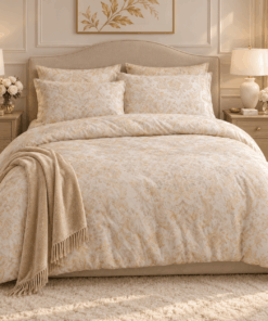 Deluxe Duvet Cover Set – Gold & Gray Pattern