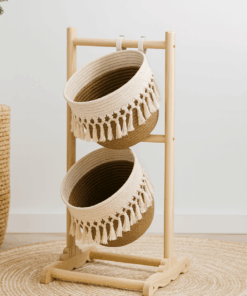 Luxurious Woven Basket – White Round