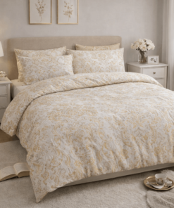 Deluxe Duvet Cover Set – Gold & Gray Pattern