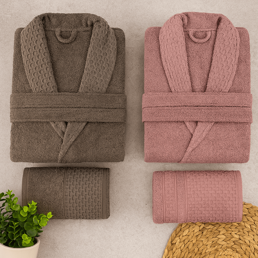 Bathrobe Set oF 2 – Luxury Bathrobes Lilac & Dark Gray
