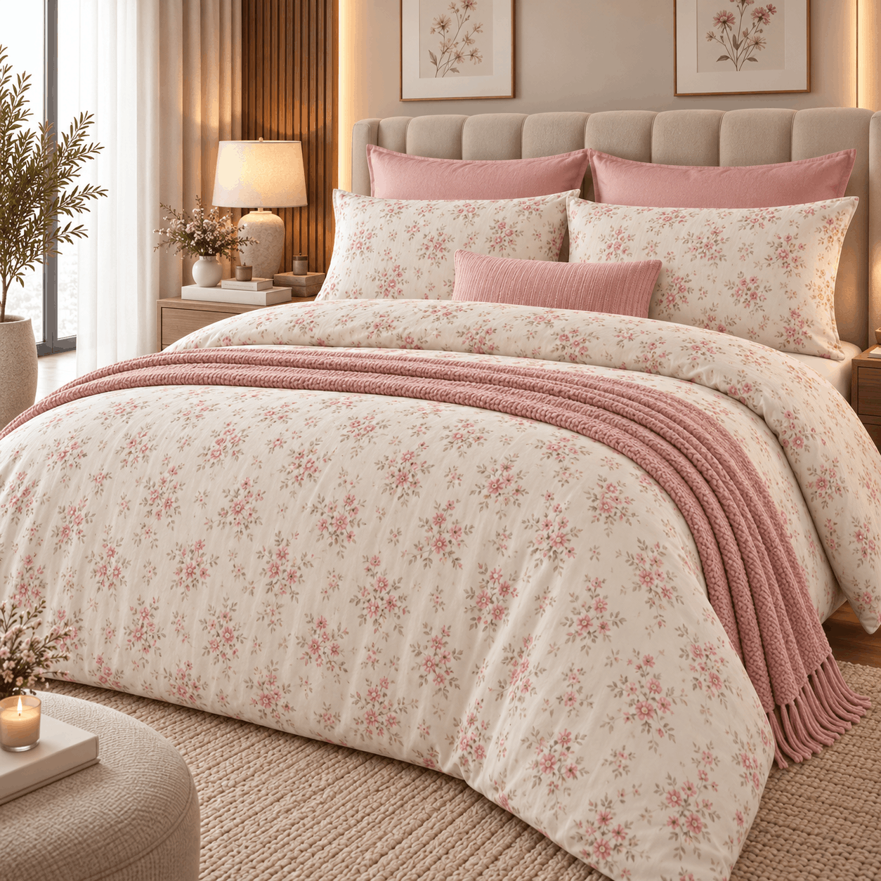 Deluxe Cotton Duvet Cover Set – Pinky Flower