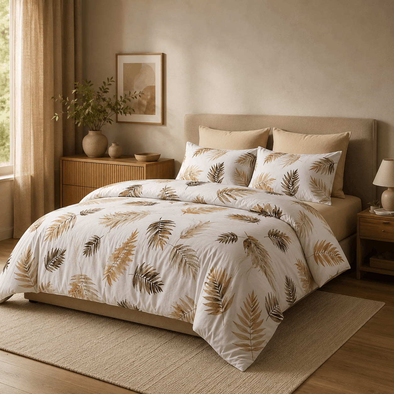 Deluxe Cotton Duvet Cover Set – Browny Blossom