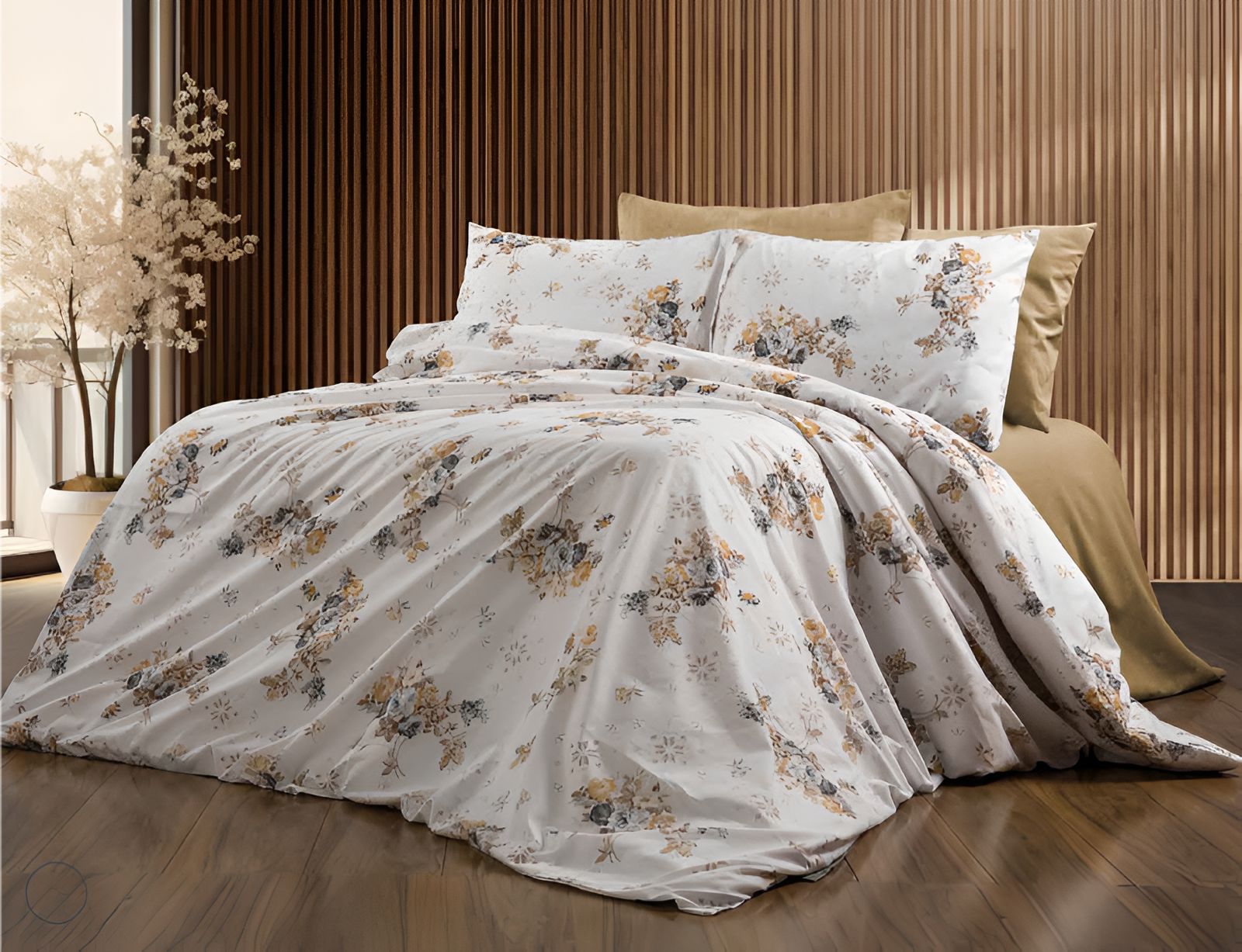 Deluxe Cotton Duvet Cover Set – Beige Rozeh