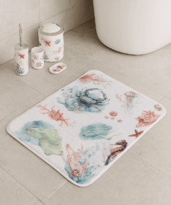Premium Bathroom Accessories Set 9 Pieces - Seashell Motif - Image 3