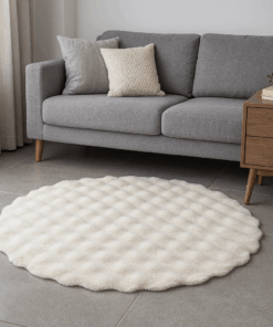 Soft Artificial Designed Fur Rug – Alma Fur Round Rug 100cm