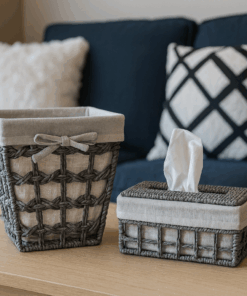Luxurious  Tissue Box & Waste Basket Set – Wicker Tissue