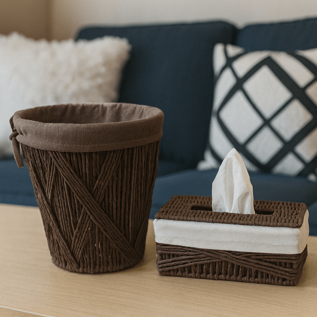 Luxurious Tissue Box & Waste Basket Set – Roundy Zic