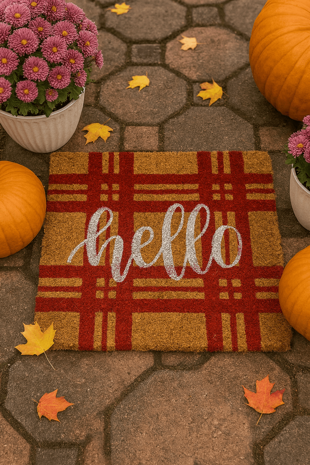 Stylish Outdoor Mat – Hello Red Stripe