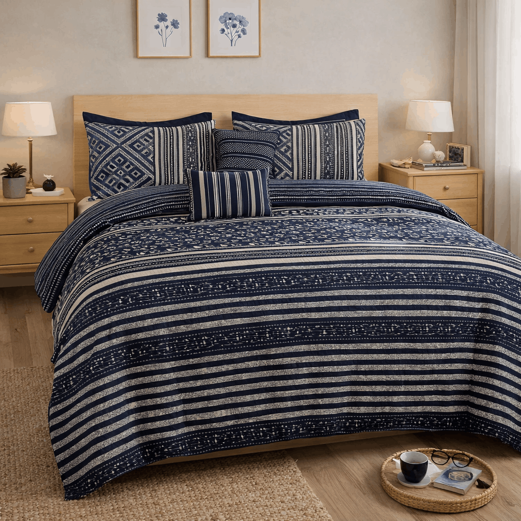 Deluxe Duvet Cover Set – Dotted Stripe