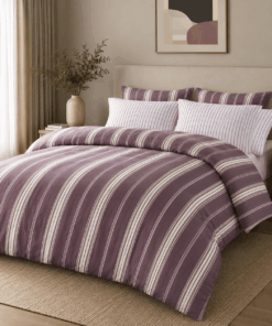 Deluxe Cotton Duvet Cover Set – Burg Stripe